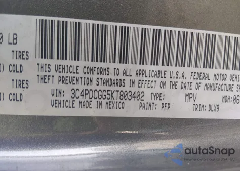 2019 Dodge Journey Crossroad from USA, damaged, VIN 3C4PDCGG5KT803402